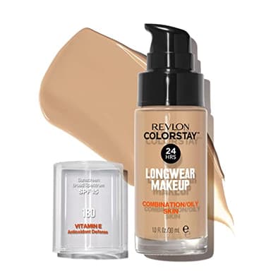 Revlon ColorStay, Fondotinta per Pelle Mista e Grassa, con Protezione Solare SPF 15, Formula Duratura, Oil Free (30ml), 180 Sand Beige