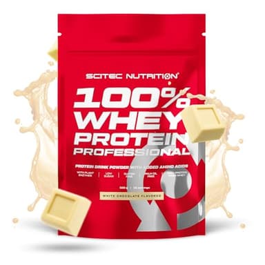 Scitec Nutrition 100% Whey Protein Professional - Potenziato con aminoacidi extra ed enzimi digestivi - Senza glutine - Senza olio di palma, 500 g, Cioccolato bianco