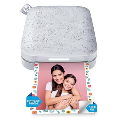 HP Sprocket 2x3" Stampante fotografica istantanea per smartphone- Portatile, wireless a colori- Foto adesive Zink- Stampa da dispositivi iOS e Android compatibili con Bluetooth e app divertente-Bianco