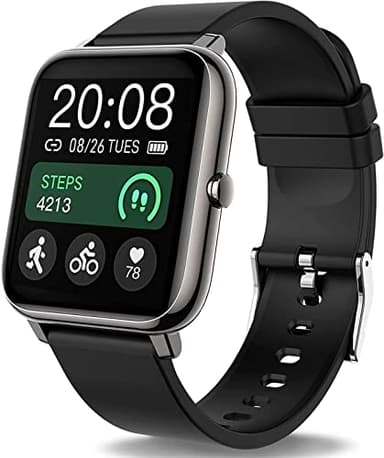 Popglory Smartwatch Uomo Donna, Notifiche WhatsApp e Chiamate,Contapassi SpO2 Pressione Sanguigna Cardiofrequenzimetro,Orologio Sportivo per Android iOS