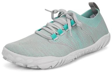 Knit Scarpe Barefoot Minimaliste Uomo Donna Scarpa da Pianta Larga Trail Sneaker Camminata Running Flessibile con Zero Drop Soles Verde Chiaro 43