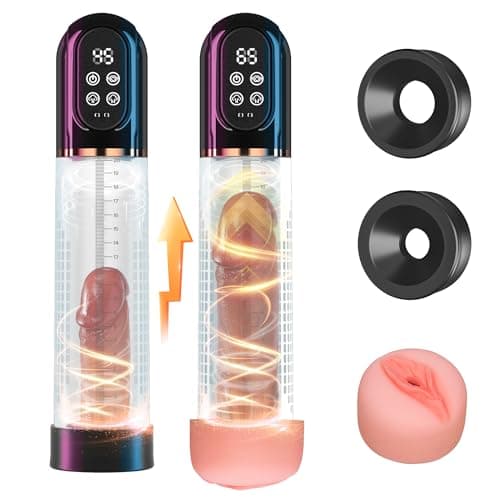 HIVEFUN Pompa per Pene Per l'Ingrandimento Del Pene Sex Toy per Uomo, Pompa Elettrica per Pene Con Figa Tascabile 4+3 Modalità Di Aspirazione, Masturbatore per Erezione con 2 Anelli In Silicone