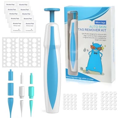 Auto Skin Tag Remover, Rimozione Della Verruca Kit, Penna per Rimozione Delle Etichette Della Pelle, 3 in 1 Elimina Fibromi Penduli 1 a 8 mm, Verruche Resistanti Trattamento, 60 bande di rimozione