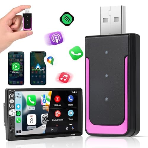 Adattatore Carplay Wireless, Euakee Mini Edizione Adattatore Wireless Automatico, Converte Cablato a Car-Play Dongle Plug per i e Android, per 800 + Veicoli