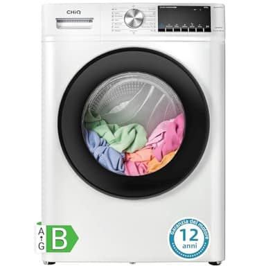 CHiQ CFL80-14586IM3XBW, Lavatrice Slim, 8 Kg, 1400 RPM, 54L,Motore Inverter, One Touch, Quick Wash,Child Lock, 60x52×85cm