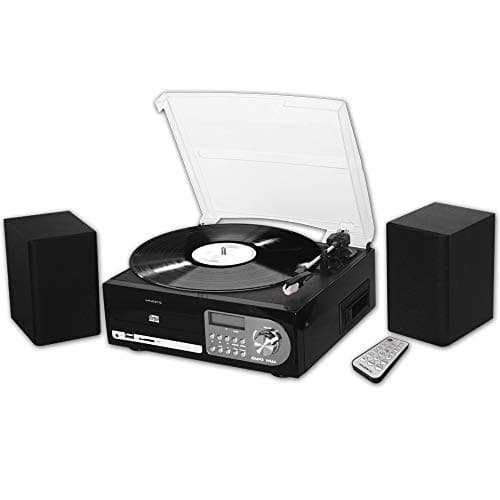 Majestic TT 38R CD TP USB SD - Giradischi 33/45/78 Giri, Lettore CD/MP3, Cassetta, Ingresso USB/SD Recorder, Nero