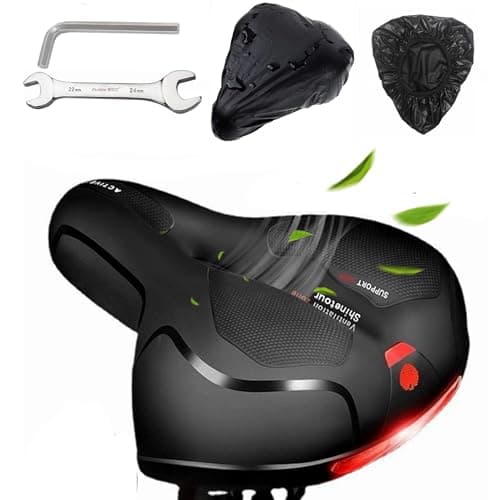 Qcdou Sella per Bicicletta Comoda, Sella Bici in Gel, Uomo Donna Sellino Bicicletta Traspirante Ergonomica per Biciclette da Strada, Sella per Bicicletta Morbido Ampia, Con Copertura Impermeabile