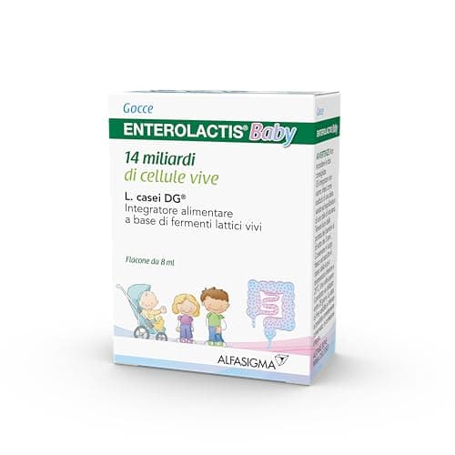 ENTEROLACTIS Baby Gocce, Integratore Alimentare di Fermenti Lattici Vivi L,Casei DG, 14 Miliardi di Cellule Vive, Specifico per Bambini 1-4 anni, Flacone da 8ml