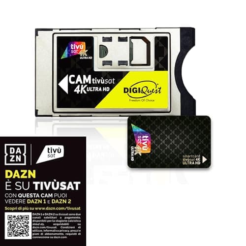 DIGIQUEST CAM Tivùsat 4K Ultra HD certificata | Accesso ai canali HD e 4K | Facile installazione | Ideale per amanti di cinema e sport | Abilitato ai canali DAZN 1 e 2