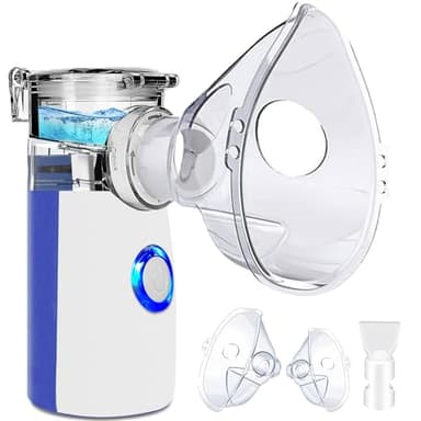 BIAOQINBO Aerosol Portatile Silenzioso,Ricaricabile Ultrasuoni Macchina Aerosol per Adulti e Bambini,USB-C Nebulizzatore Aerosol con 2 Maschere e Boccaglio,2 Modalità Regolabili