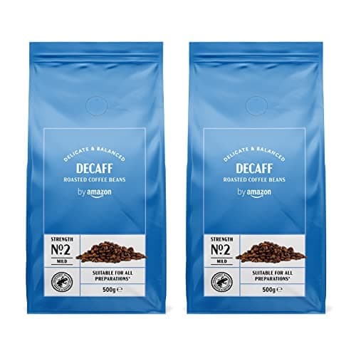 by Amazon Caffè Decaffeinato in chicchi, tostatura chiara, 1kg, 2 Confezioni da 500g - Certificato Rainforest Alliance, Caffè in grani