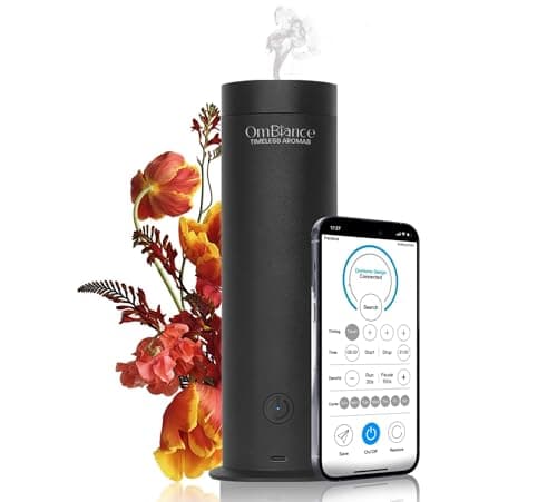 Ombiance Diffusore di Oli Essenziali Senza Acqua e Calore | Nebulizzazione Oli Essenziali, proprietà preservate | Umidificatore Ambiente per casa diffusore Oli Essenziali | App-Control (300m³, Nero)