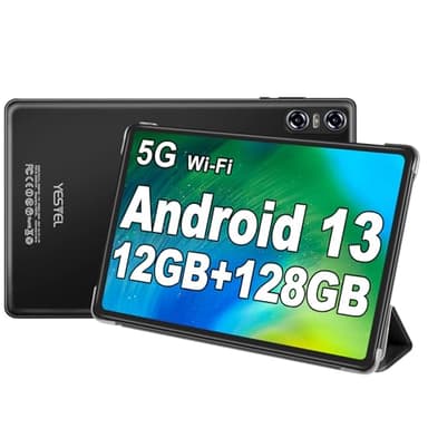 YESTEL Tablet con Tastiera Android 13 con 5G Wi-Fi, Processore 2.0 GHz, FHD Tablet 2 in 1 con 12GB RAM 128GB ROM (TF 1TB), 5MP+8MP, Octa-Core, Bluetooth 5.0, GPS, 6000mAh, Tablet 10 Pollici, Nero