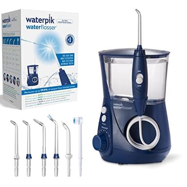 Waterpik Idropulsore Dentale Ultra Professional con 7 Testine e Sistema Avanzato di Controllo della Pressione con 10 Impostazioni, Strumento di Rimozione della Placca Dentale, Blu(WP-663EU)