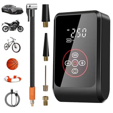 LOVPIS Compressore Aria Portatile Auto,150PSI Elettrico Pompa Elettrica per Bicicletta, 4000mAh Mini Compressore Pneumatici per Auto Ricaricabili per Auto, Moto, Biciclette e Palloni