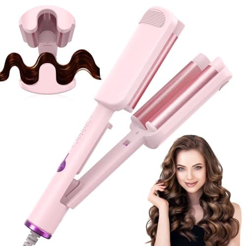 AISEELY Ferro Arricciacapelli 32MM, Piastra Onde per Capelli 3 Cilindri, Ceramica Piastra Arricciacapelli 4 Temperature Regolabil (160℃-220℃),Antiscottature, Perfetto per Principianti e Professionisti