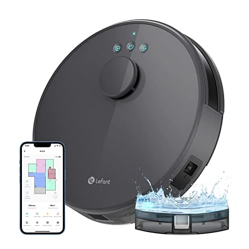 LEFANT M1 Robot Aspirapolvere Lavapavimenti con Mappatura,Navigazione LDS,4000 Pa Potente Aspirazione,150 min,Zona Vietata,Aspirapolvere Robot Sottile da Diam 32 cm Controllo App/Alexa,Grigio