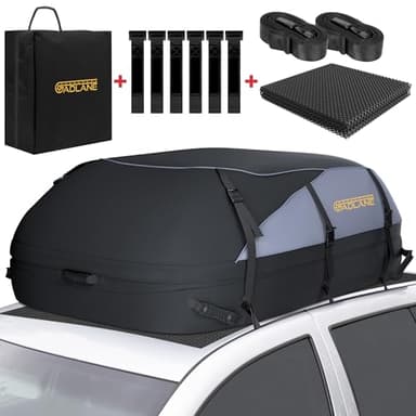 GADLANE Borsa da tetto per auto, 550 l, impermeabile, con o senza portapacchi con 6 cinghie robuste, tappetino antiscivolo e borsa portaoggetti per auto, SUV, viaggi, vacanze
