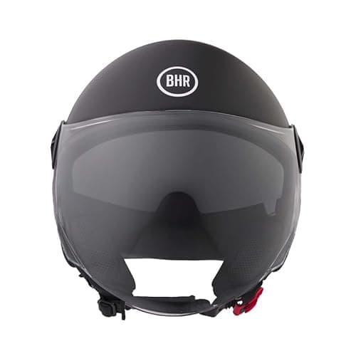 BHR Casco Demi-Jet 840 DUAL SHIELD - Casco Scooter Doppia Visiera Omologato ECE 22.06 con Visierino Interno Parasole e Sgancio Micrometrico - Nero Opaco XL