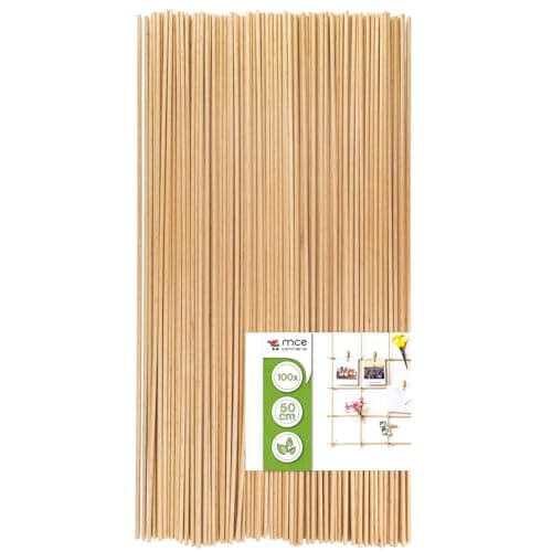 MCE-Commerce Bastoncini di legno di faggio naturale, Ø 4 mm, lunghezza 50 cm, 100 pezzi, modellismo, fai da te, 4mm x 50cm
