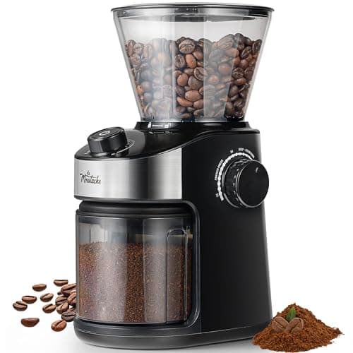 La Moustache - Macinacaffè Elettrico【200W】e Regolabile in Acciaio Inox con 25 Livelli per 8 Tazze, Coffee Grinder Automatico, Indicatore LED, Spazzola e Timer per Espresso (GrindMaster Black)