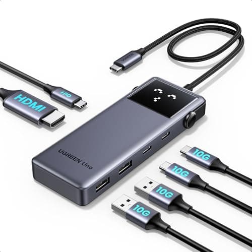 UGREEN Uno 10Gbps Hub USB C HDMI 4K 60Hz PD 100W Carica Adattatore Type C 3.2 con Indicatore LED Docking Station Compatibile con MacBook Pro Air M3 M2 M1, iPad, iPhone 16 Pro Max, Galaxy S24