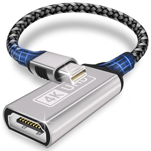 Mini Displayport A HDMI,Custodia In Alluminio Intrecciato In Nylon Placcato Oro 4k Adattatore Mini Dp A HDMI Adattatore Thunderbolt 1/2 (Mini Dp) HDMI Compatibile Con Macbook Pro/Air,Surface Pro,XPS