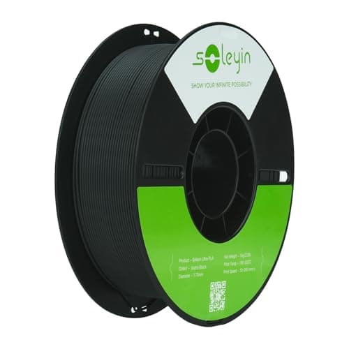 SOLEYIN Filamento PLA 1,75 mm per Stampanti 3D, Filamento Ultra PLA Veloce, 1 kg (2,2 libbre), Precisione Dimensionale +/- 0,02 mm, Alta Velocità 30-300 mm/s(Matte-nero)