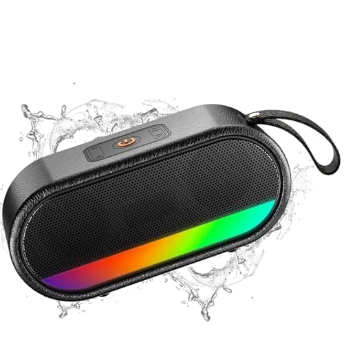 Cassa Bluetooth Portatile Potente, Altoparlante Bluetooth 5.3 con Sonori Stereo HiFi Bassi, IPX6 Speaker Bluetooth con Luce LED, 10H di Autonomia, Chiamata Senza Mani per Casa, Esterno, Viaggi, Nero