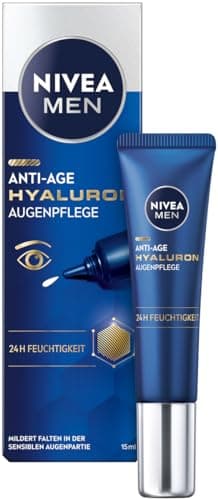 NIVEA MEN Anti-Age Hyaluron - Crema per occhi rassodante contro rughe e occhiaie, idratante per gli occhi con acido ialuronico (15 ml)