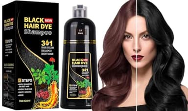 Shampoo Colorante Donna Uomo, 500 ml Shampoo Capelli Colorati Istantaneo, Hair Dye Shampoo 3 in 1, Shampoo per Capelli Bianchi, Shampoo Capelli Colorati Tintura Capelli (Nero)