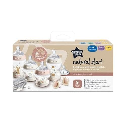 Tommee Tippee Kit di Biberon Closer to Nature per Neonati, Tettarella Simile al Seno a Flusso Lento con Valvola Anticolica, Dimensioni Misti, Rosa