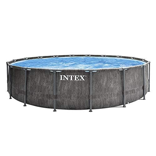 Intex 26744NP – Piscina Fuori Terra Prisma Frame Greywood Rotonda, Pompa Filtro 5678 L/h, Scaletta, Telo Base e Copertura, 24311 L, Acciaio e PVC, Marrone, 549x122 cm