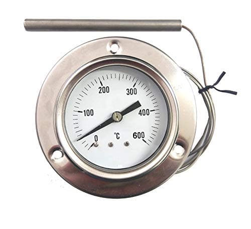 REDPOINT PIROMETRO/termometro 0-600° Inox per FORNI Pizza, BBQ,FORNI a Legna, etc.