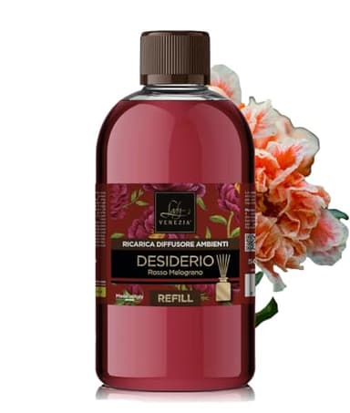 Lady Venezia Ricarica per Diffusore Bastoncini – 500 ML Profumatore Ambiente – Essenze per la Casa - Fragranze Assortite (Melograno)