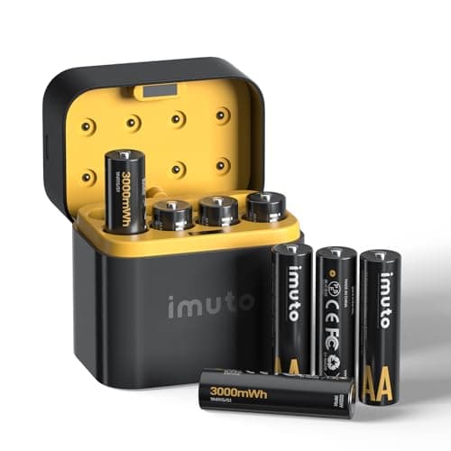 imuto 1.5V Batterie AA ricaricabili 3000mWh, Pile Ricaricabili AA Litio 1600 Cicli con display a LED nero ricarica rapida, 8 pezzi