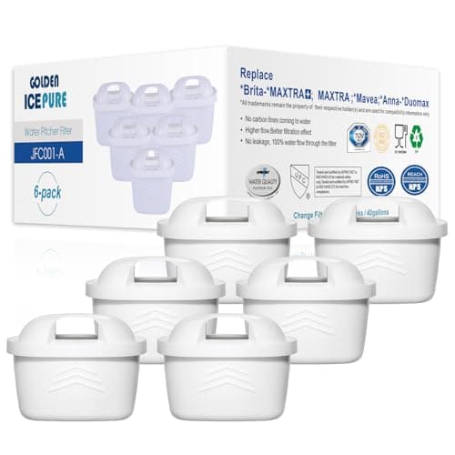 GOLDEN ICEPURE Filtro per bollitore Compatibile Con Brita Maxtra+, Maxtra Plus, Mavea, Anna Duomax, 6 pezzi