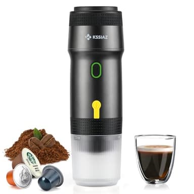Kssiaz Macchine per Caffè Espresso Portatili, Caffettiera Espresso Elettrica con Autoriscaldamento, USB-C e Caricatore per Auto, Mini Caffettiera per Campeggio, Escursionismo, Viaggi, Ufficio, Nero