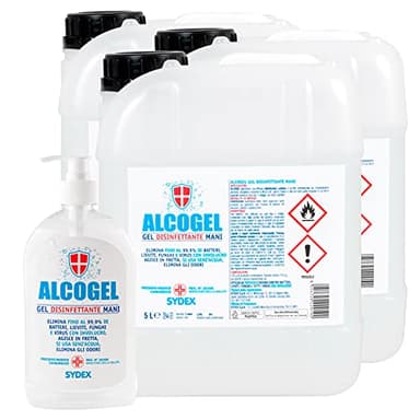 Gel Disinfettante Mani Professionale Igienizzante Antibatterico - Presidio Medico Chirurgico Elimina Odori fino al 99,9% di Germi Funghi Batteri e Virus (3x Tanica da 5L + 500ml)