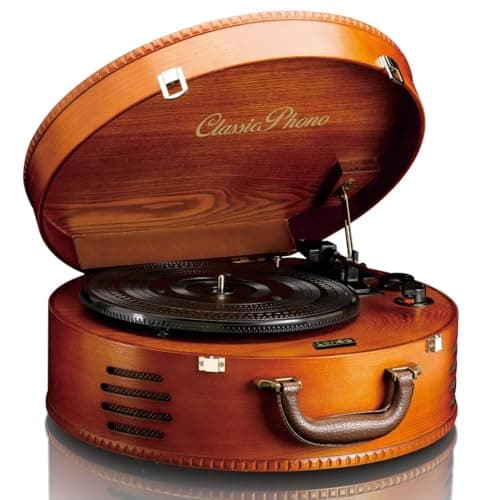 LENCO Classic Phono TT-34 Contenitore in legno con giradischi (attacco USB, trasmissione a cinghia, 2 altoparlanti integrati)