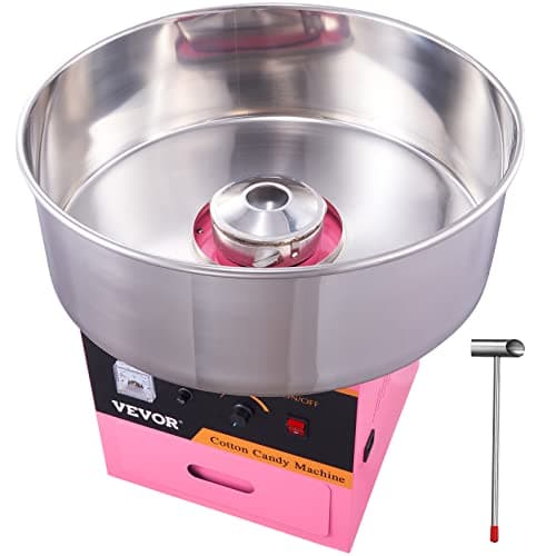 VEVOR Macchina per Zucchero Filato da Banco Commerciale 1000W Capienza Ciotola 57g, Macchinetta per Zucchero Filato Soffice Temperatura Regolabile tra 95-233°C ca. per Festa Carnevale Evento Esterno