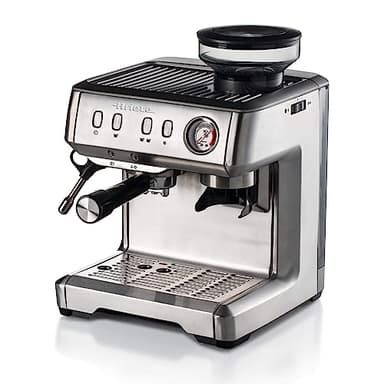 Ariete 1313 - Macchina da Caffè con Macinacaffè in Acciaio Inox - per Polvere e Cialde ESE - 1 e 2 tazze - Montalatte - 15 bar - 1600 Watt - 2 Litri