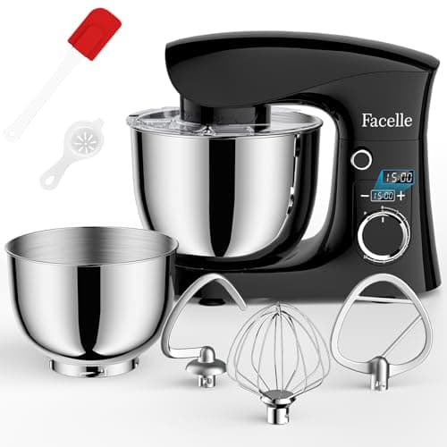 Impastatrice Planetaria Offerta 1500W, Facelle 5,5L & 4,5L Robot da Cucina Multifunzione, 10+P Impastatrice a Spirale Professionale con Gancio per Impastare, Frusta Piatta, Frusta, Bassa Rumorosità