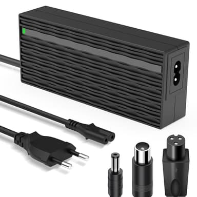 Honszex 42V 2A Caricatore Monopattino Elettrico, Caricabatterie al Litio da 36V per Hoverboard, Bici Elettrica, Caricatore Universale con Tre Connettori