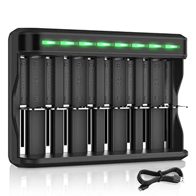 BONAI Caricabatterie Universale Pile Ricaricabili AAA AA SC C D Ni-MH Ni-Cd, USB Carica Rapida, LED Display Caricatore con 8 Slot Indipendente Caricabatterie per Batterie Rechargeable