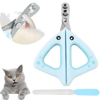 BSITSSS Tagliaunghie Gatto, Ttaglia Unghie per Gatti Domestici con 2mm&4mm Foro Conico, Professionale Taglia Unghie Gatto con Protezione per Evitare di Tagliare Le Unghie Troppo Corte,con Lima(Blu)