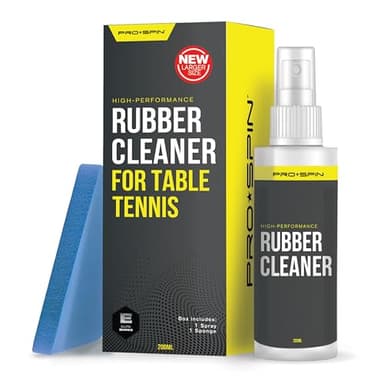 PRO SPIN Kit per la Pulizia della gomma da ping pong - Pulitore per racchette da ping pong | 200 ml e spugna inclusi