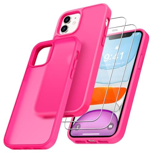 Niphabe Custodia trasparente compatibile con iPhone 11 con 2 pellicole protettive in vetro temperato, mai ingiallimento, cover posteriore resistente ai graffi, antiurto in TPU Bumper iPhone 11