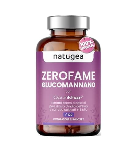 Glucomannano forte. Premium. Arricchito con Pale di fico d'india dell'Etna e Carrube siciliane. Vegano, Fibra Saziante Vegetale ad Alto Dosaggio. ZEROFAME®