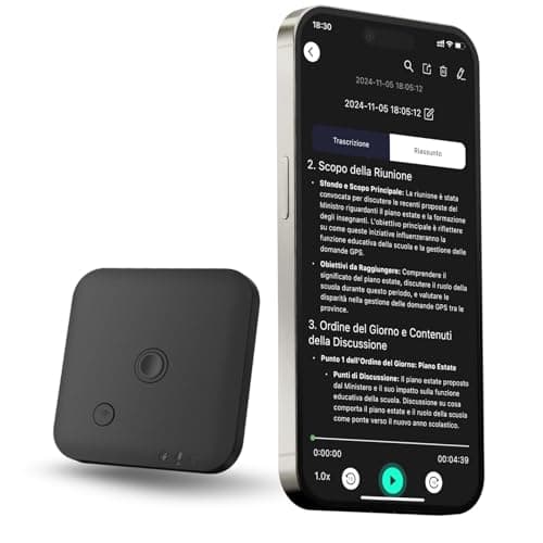 Registratore vocale con APP per trascrizione vocale AI, riepilogo GPT-4o, mappatura mentale, archiviazione da 64 GB e design magnetico, dittafono per chiamate, lezioni e riunioni, by FoCase Rec